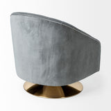 Mercana James II Gray Blue Velvet Covered Seat w Gold Swivel Base Accent Chair