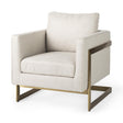 Mercana Rupert Cream Poly-Linen Seat w/ Gold Stainless Steel Frame Accent Chair