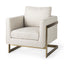 Mercana Rupert Cream Poly-Linen Seat w/ Gold Stainless Steel Frame Accent Chair