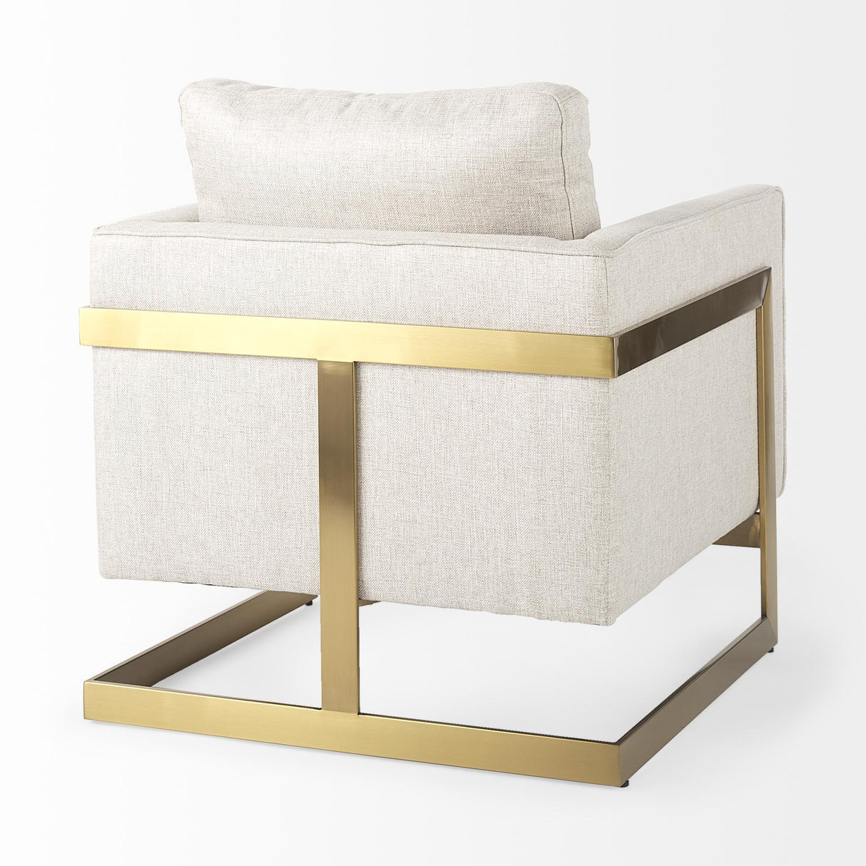 Mercana Rupert Cream Poly-Linen Seat w/ Gold Stainless Steel Frame Accent Chair