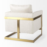 Mercana Rupert Cream Poly-Linen Seat w/ Gold Stainless Steel Frame Accent Chair