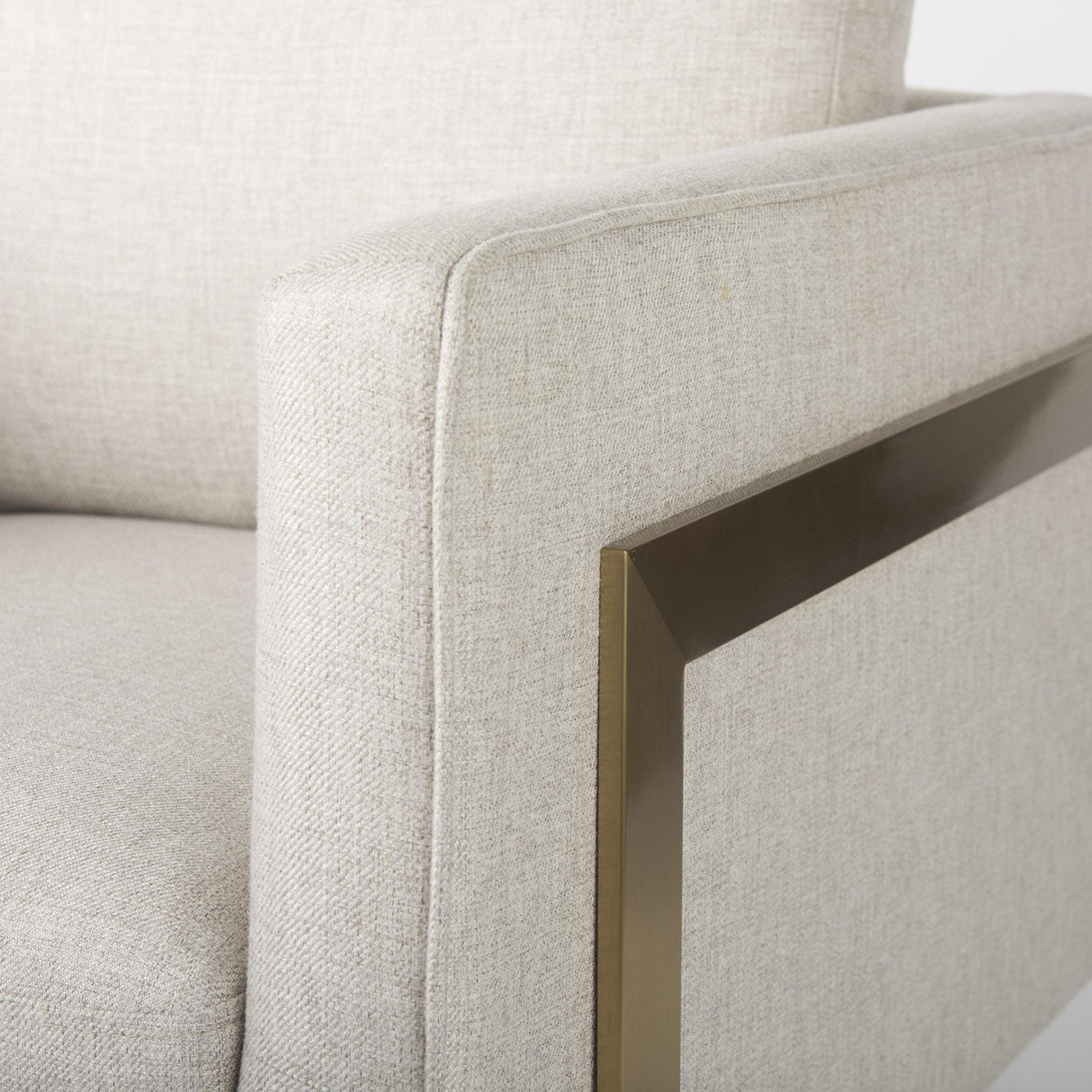 Mercana Rupert Cream Poly-Linen Seat w/ Gold Stainless Steel Frame Accent Chair