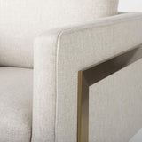 Mercana Rupert Cream Poly-Linen Seat w/ Gold Stainless Steel Frame Accent Chair