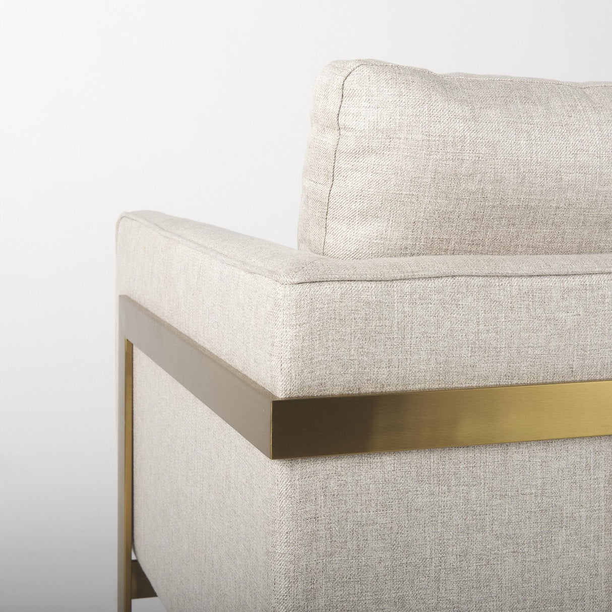 Mercana Rupert Cream Poly-Linen Seat w/ Gold Stainless Steel Frame Accent Chair