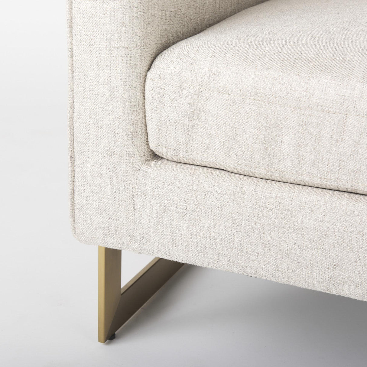 Mercana Rupert Cream Poly-Linen Seat w/ Gold Stainless Steel Frame Accent Chair