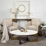 Mercana Rupert Cream Poly-Linen Seat w/ Gold Stainless Steel Frame Accent Chair