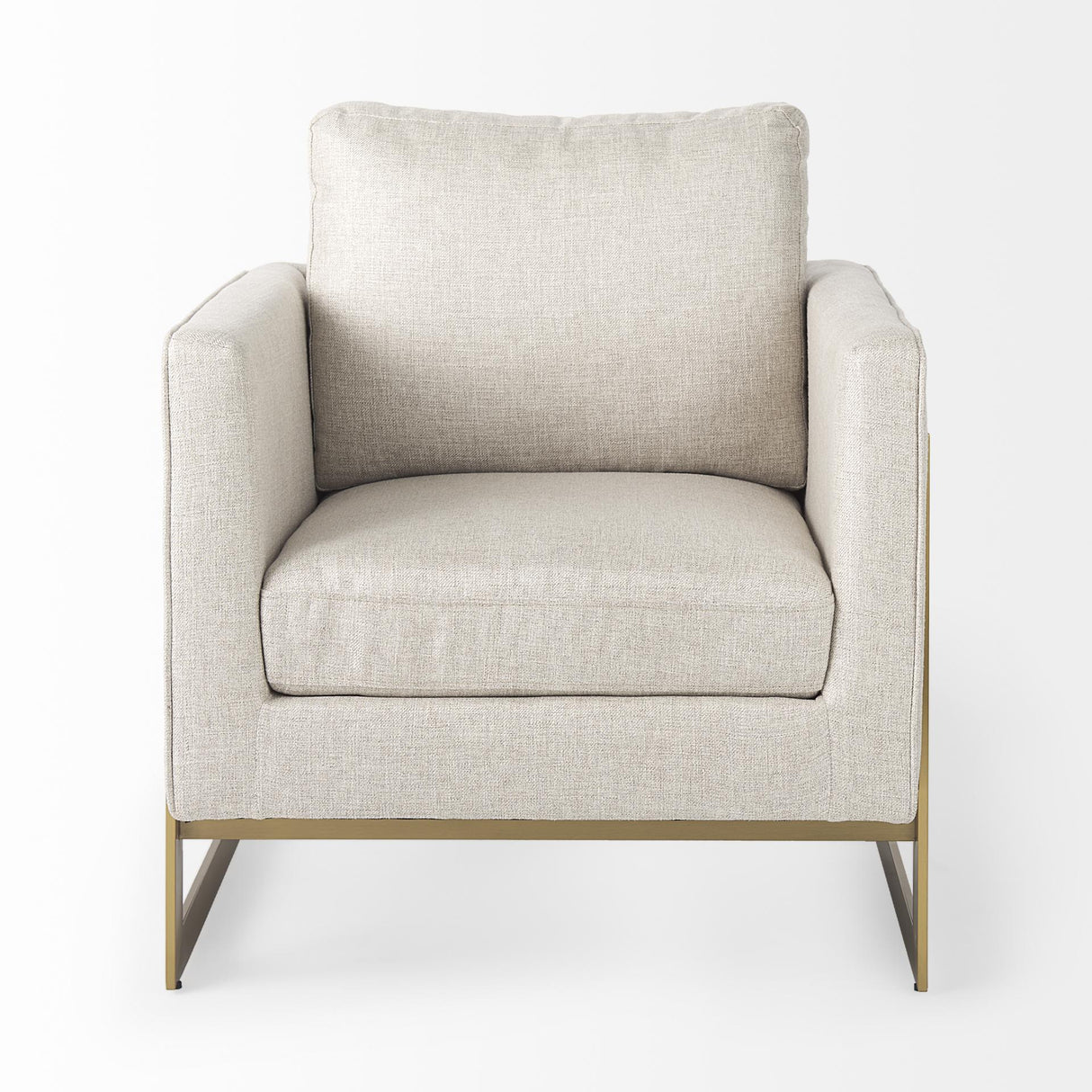 Mercana Rupert Cream Poly-Linen Seat w/ Gold Stainless Steel Frame Accent Chair