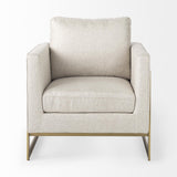 Mercana Rupert Cream Poly-Linen Seat w/ Gold Stainless Steel Frame Accent Chair