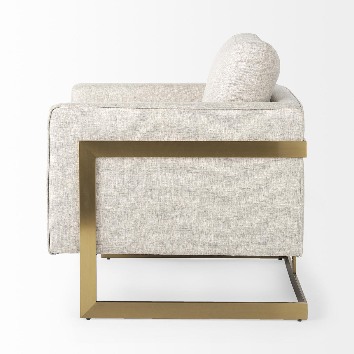 Mercana Rupert Cream Poly-Linen Seat w/ Gold Stainless Steel Frame Accent Chair