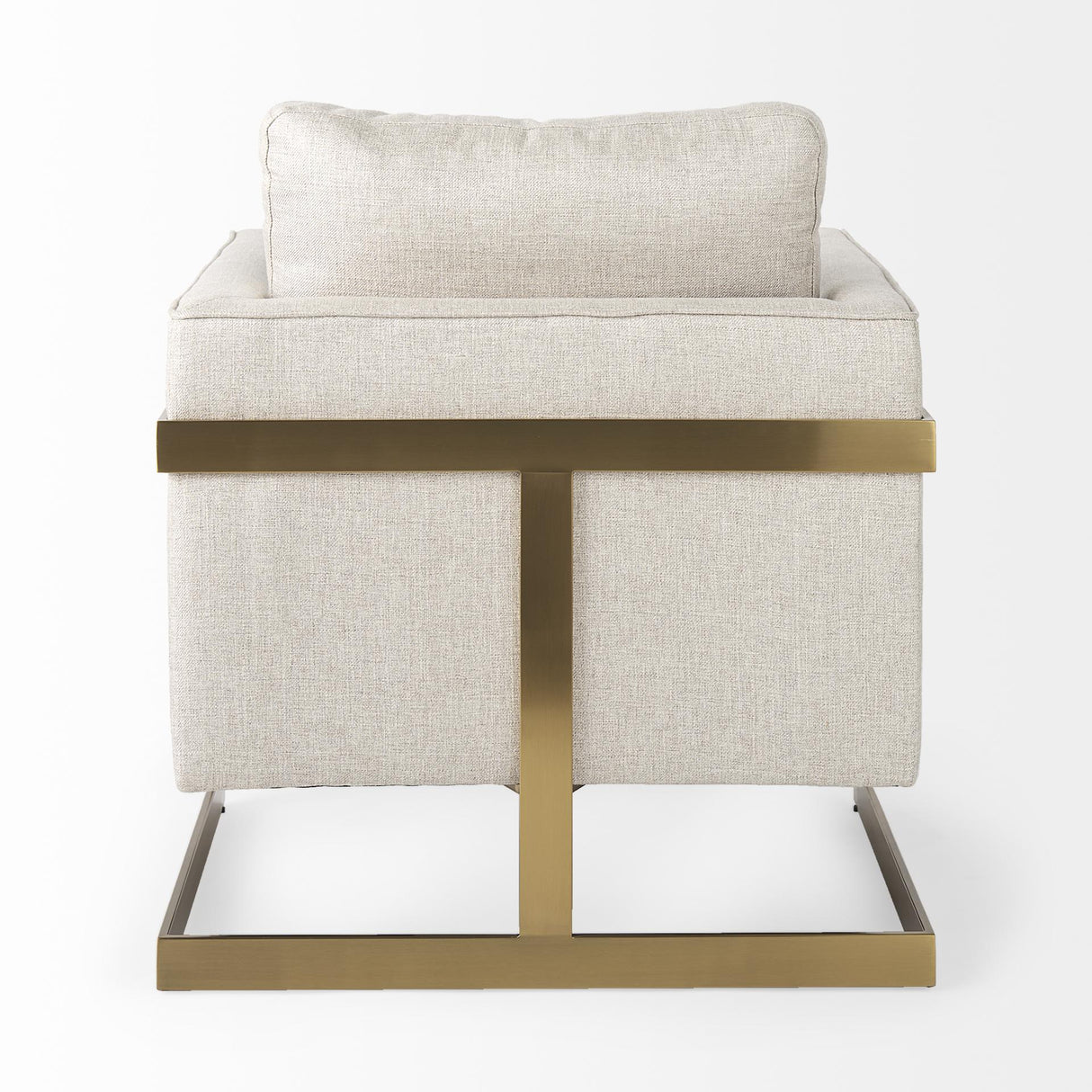Mercana Rupert Cream Poly-Linen Seat w/ Gold Stainless Steel Frame Accent Chair