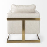 Mercana Rupert Cream Poly-Linen Seat w/ Gold Stainless Steel Frame Accent Chair
