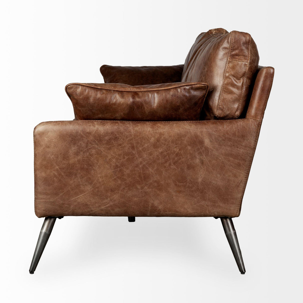 Mercana Cochrane II 82L x 33W x 32.25H Brown Leather Three Seater Sofa