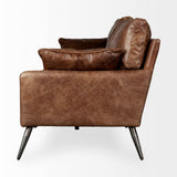 Mercana Cochrane II 82L x 33W x 32.25H Brown Leather Three Seater Sofa