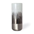 Mercana Baltic I Tall White Brushed Silver Metal Bottom Glass Vase