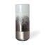 Mercana Baltic I Tall White Brushed Silver Metal Bottom Glass Vase