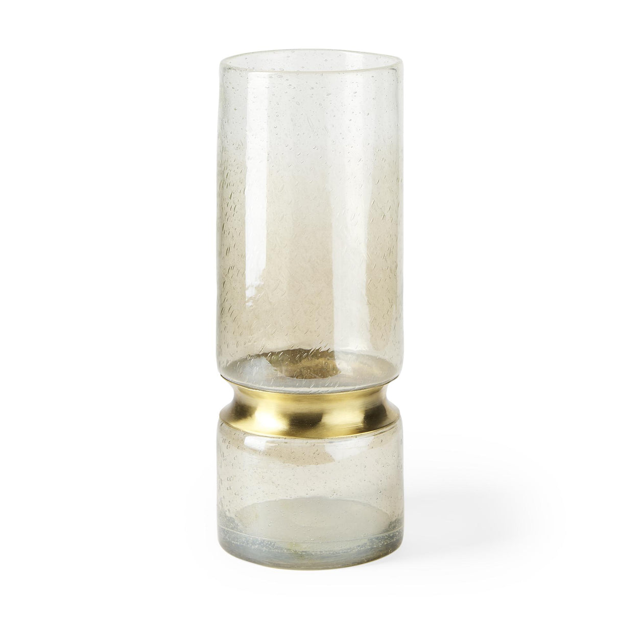 Mercana Adriatic II Large Brushed Gold Metal Glass Vase