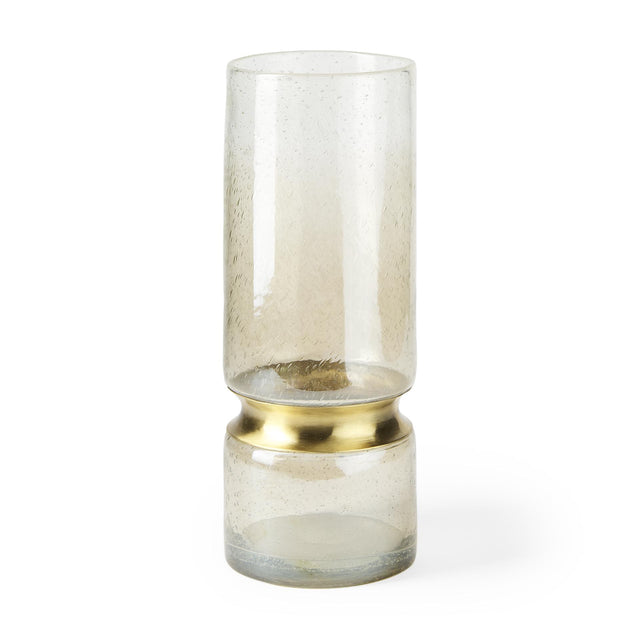 Mercana Adriatic II Large Brushed Gold Metal Glass Vase