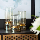 Mercana Adriatic II Large Brushed Gold Metal Glass Vase