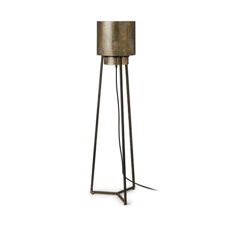 Mercana Chaudron II (54"H) Black and Gold Perforated Metal Shade Floor Lamp