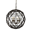 Mercana Dyson II (22.5"D) Black Metal Triangular Orb Four Bulb Chandelier