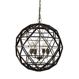 Mercana Dyson II (22.5"D) Black Metal Triangular Orb Four Bulb Chandelier