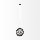 Mercana Dyson II (22.5"D) Black Metal Triangular Orb Four Bulb Chandelier