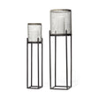 Mercana Steen Set of Two Black Meshed Metal Candle Holder Lanterns