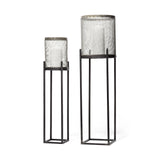 Mercana Steen Set of Two Black Meshed Metal Candle Holder Lanterns