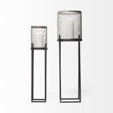 Mercana Steen Set of Two Black Meshed Metal Candle Holder Lanterns
