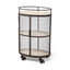 Mercana Saluti II Black Metal Frame cage w/three wood shelves oval Bar Cart