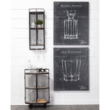 Mercana Saluti II Black Metal Frame cage w/three wood shelves oval Bar Cart