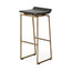 Mercana Givens 30.25" Seat Height Brown Wood Seat Gold Metal Base Stool