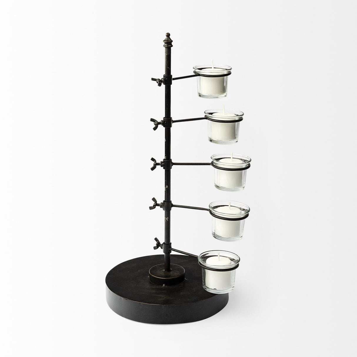 Mercana Jaran Black Metal Five Armed Tealight Table Candle Holder