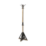 Mercana Lamda 22 x 75 Black Metal and Light Brown Wood Coat Rack