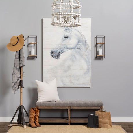 Mercana Lamda 22 x 75 Black Metal and Light Brown Wood Coat Rack