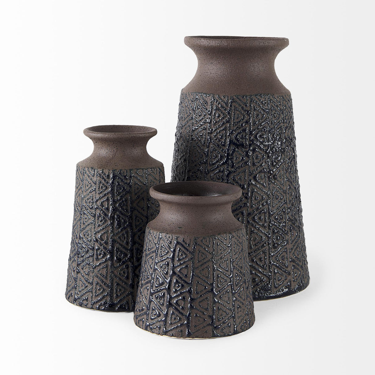Mercana Sefina I Small Brown/Black Patterned Ceramic Vase