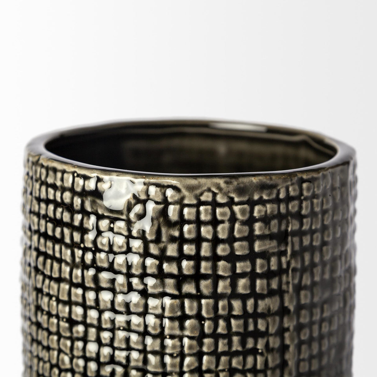 Mercana Kona III Large Black/Gold Cylindrical Ceramic Vase