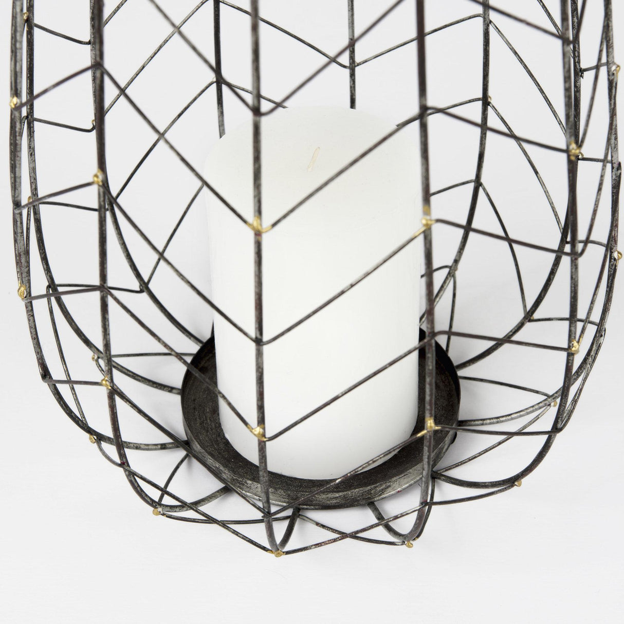 Mercana Petiole II Large Gold Toned Metal Table Candle Holder