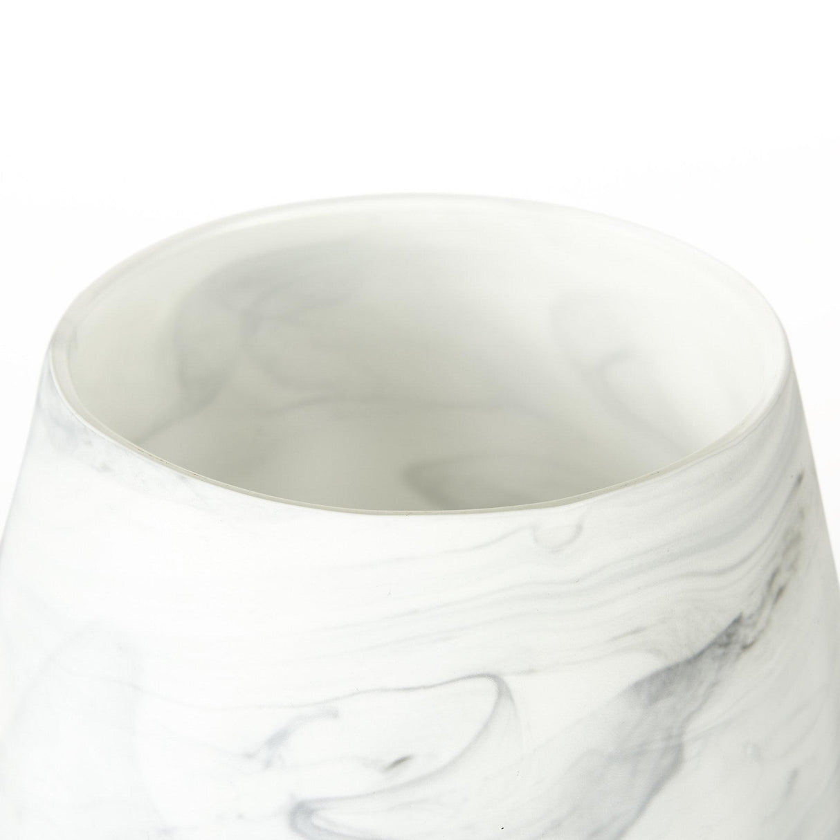 Mercana Volta I Short Gray Cream Glass Abstract Pattern Vase