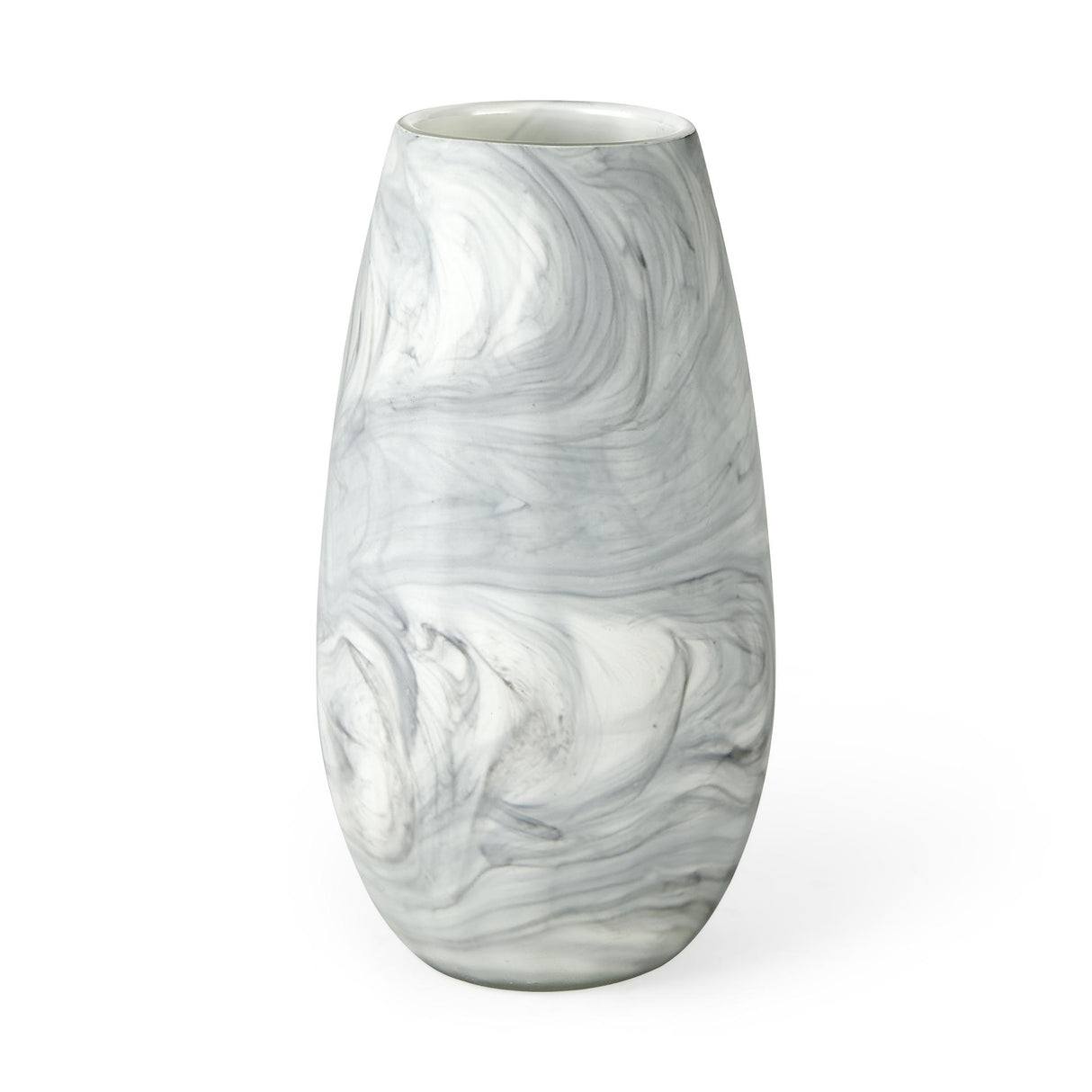 Mercana Volta II Tall White Gray Abstract Pattern Glass Vase