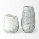 Mercana Volta II Tall White Gray Abstract Pattern Glass Vase