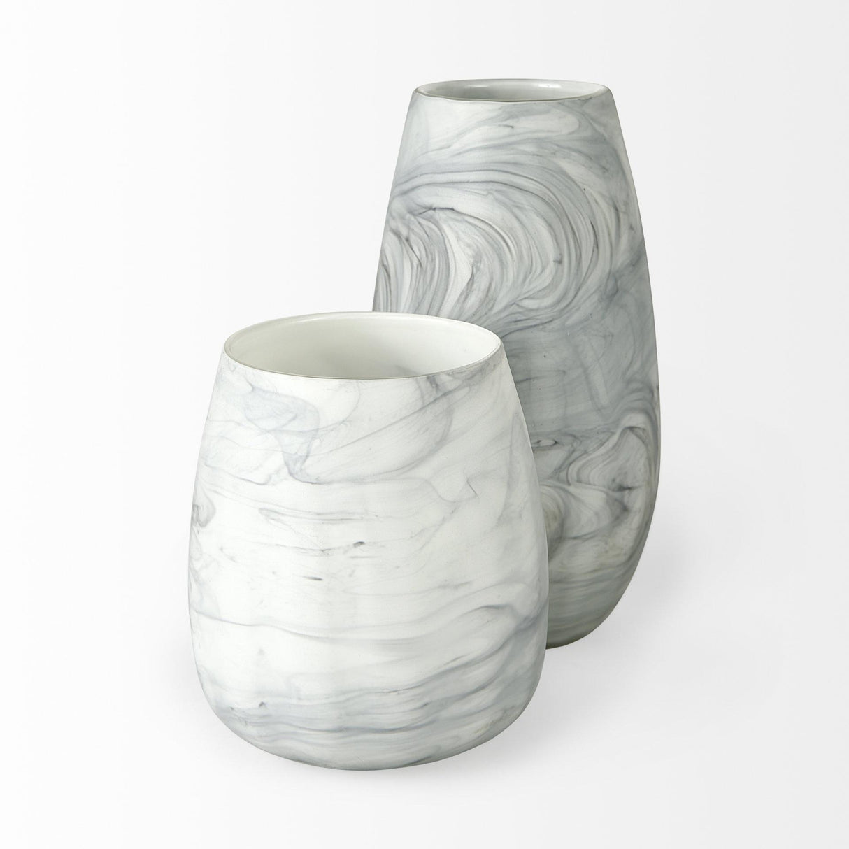 Mercana Volta II Tall White Gray Abstract Pattern Glass Vase