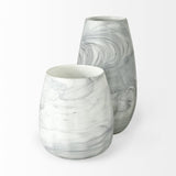 Mercana Volta II Tall White Gray Abstract Pattern Glass Vase