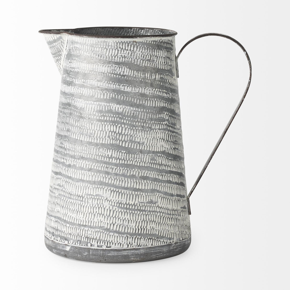 Mercana Serena II 11.2H Large Gray/White Textured Metal Jug