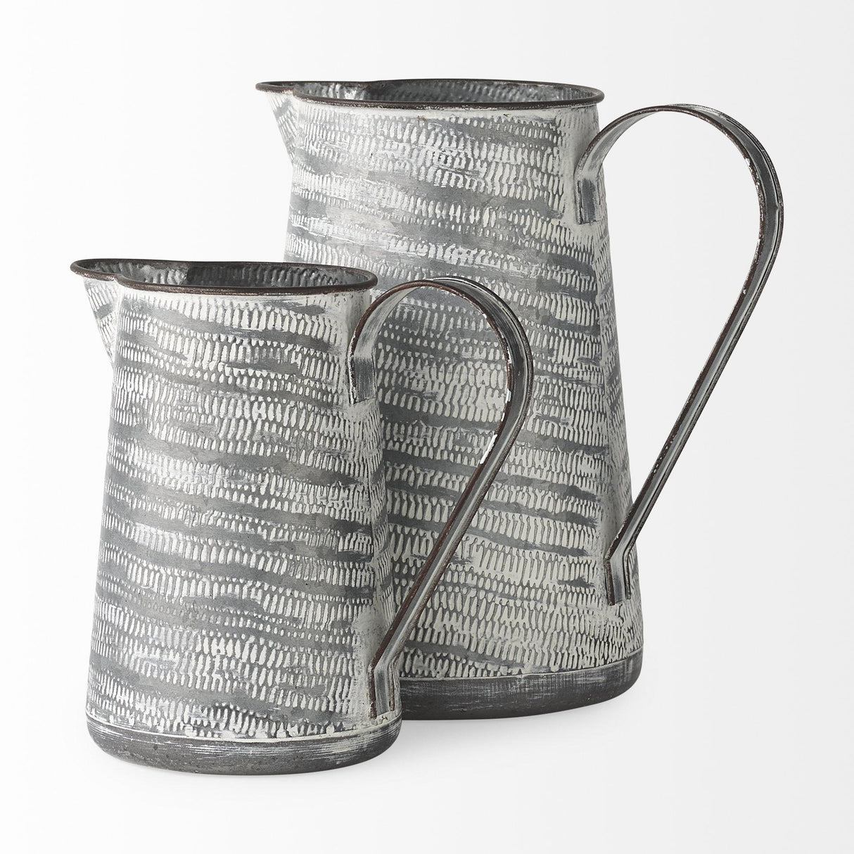 Mercana Serena II 11.2H Large Gray/White Textured Metal Jug