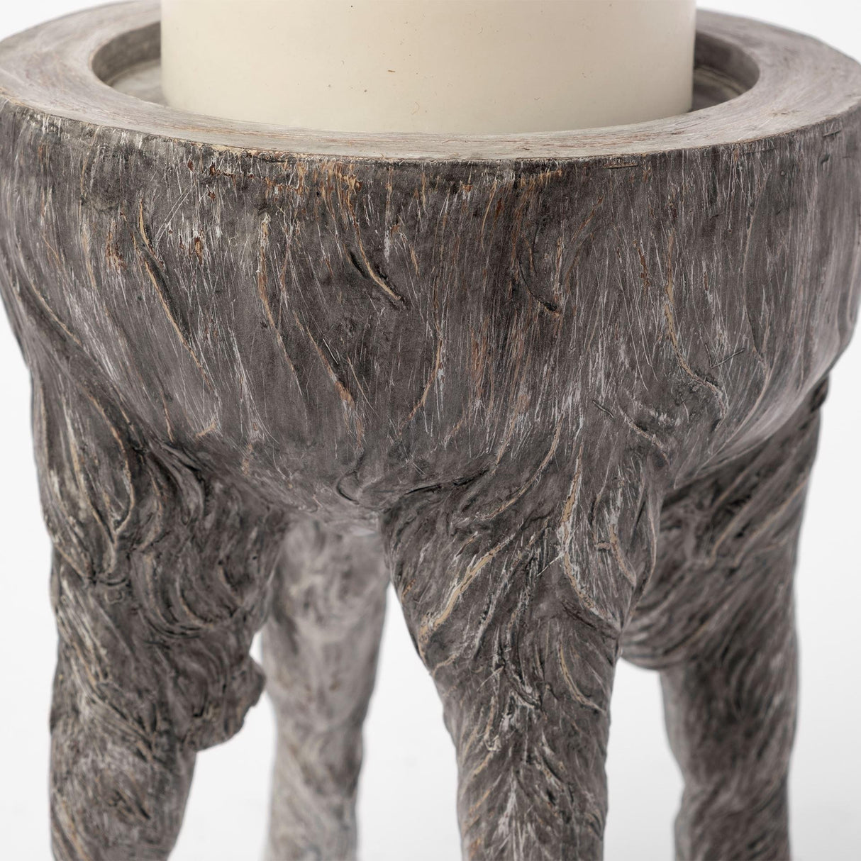 Mercana Pan Large Gray Ceramic Hoofed Table Candle Holder