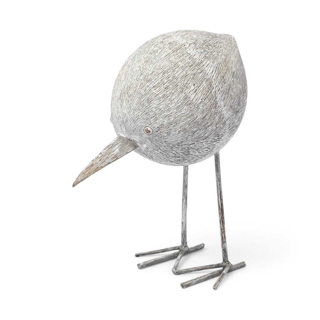 Mercana Snipe II 6L x 6W Off-White Resin Bird Ornament W/ Metal Feet