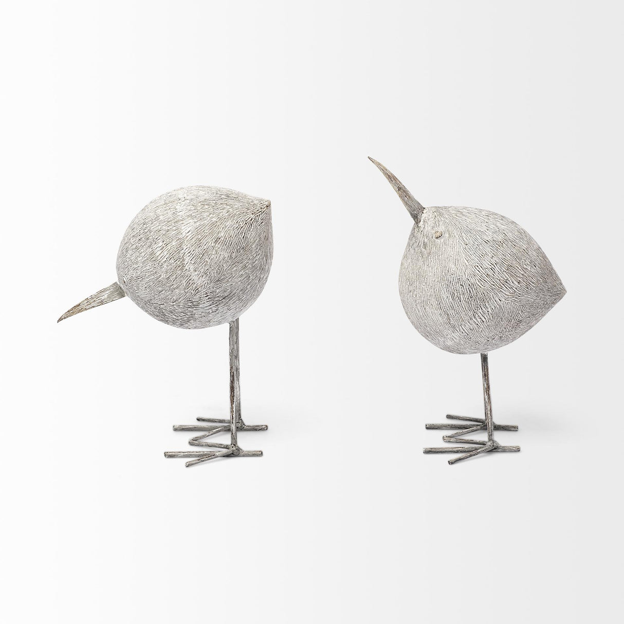 Mercana Snipe II 6L x 6W Off-White Resin Bird Ornament W/ Metal Feet