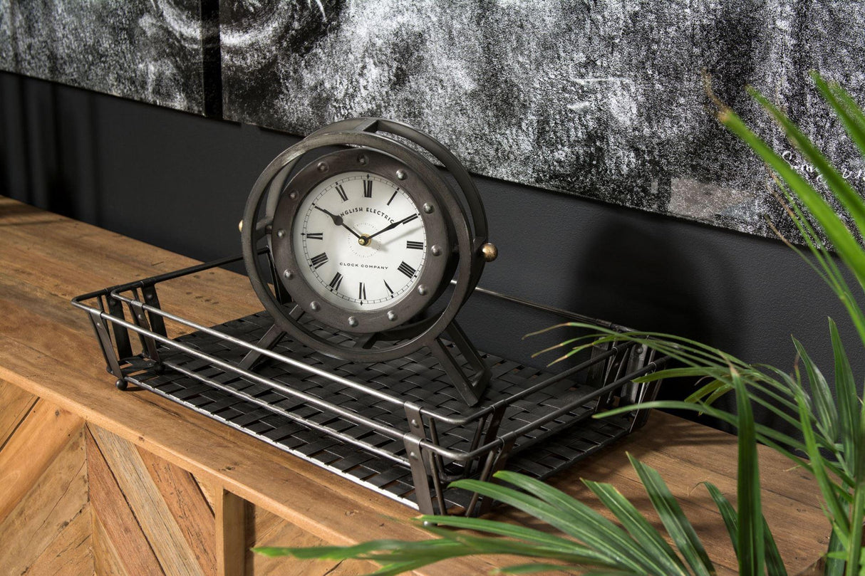 Mercana Gaston Gray Metal Circular Table Clock