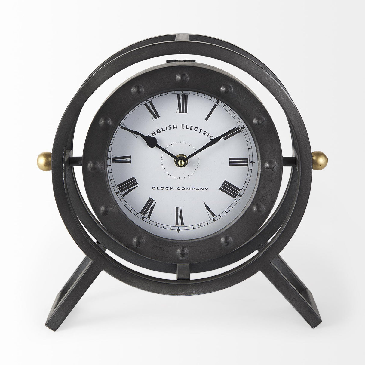 Mercana Gaston Gray Metal Circular Table Clock